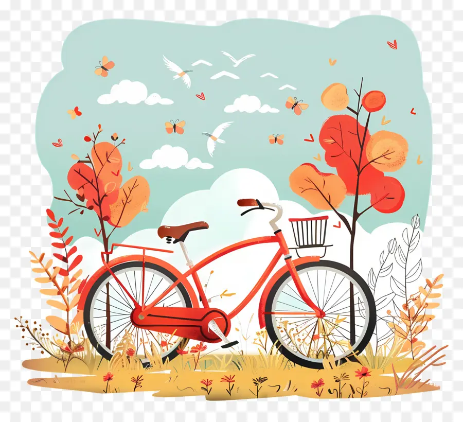 Всемирный день велосипеда，Осенний пейзаж PNG
