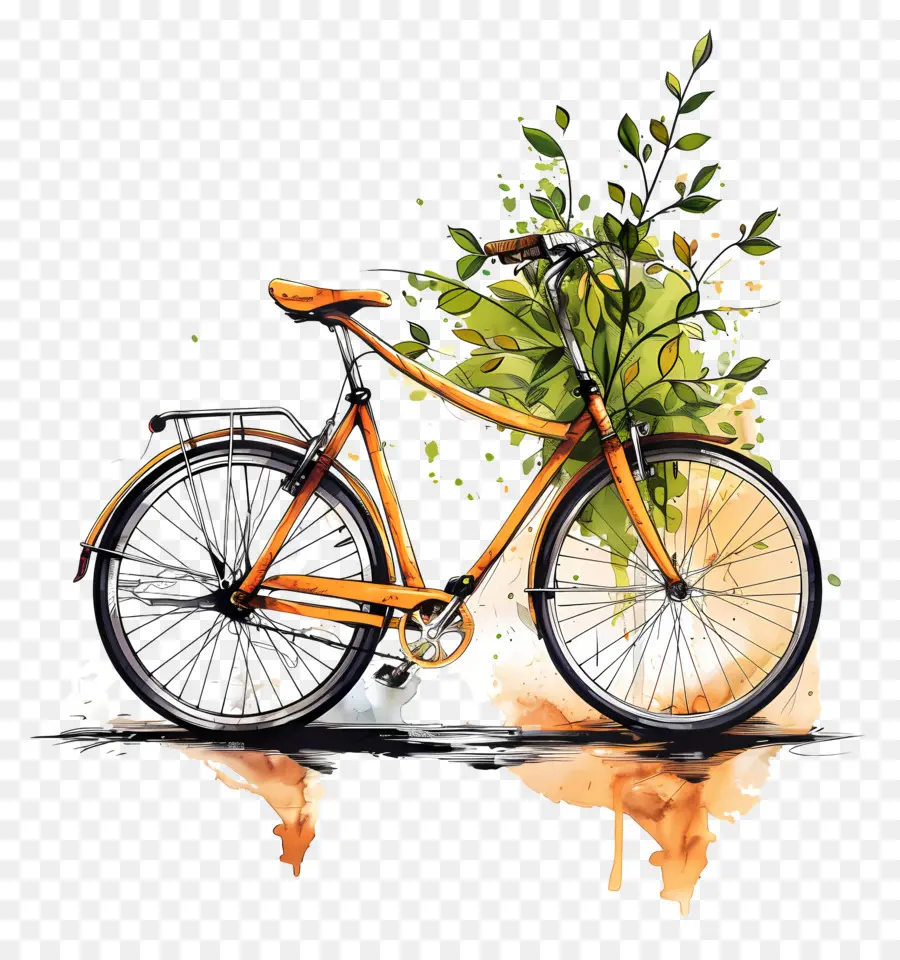 Всемирный день велосипеда，оранжевый велосипед PNG