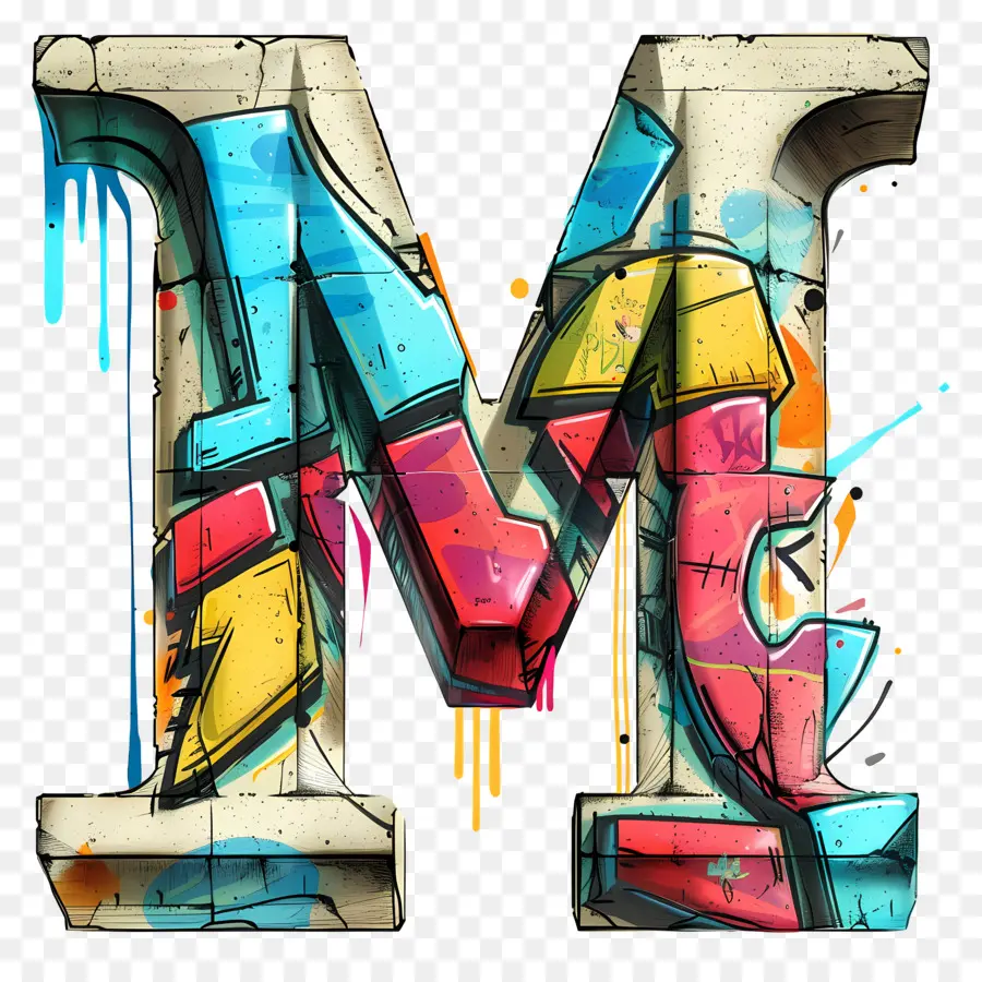 Буква M，граффити PNG