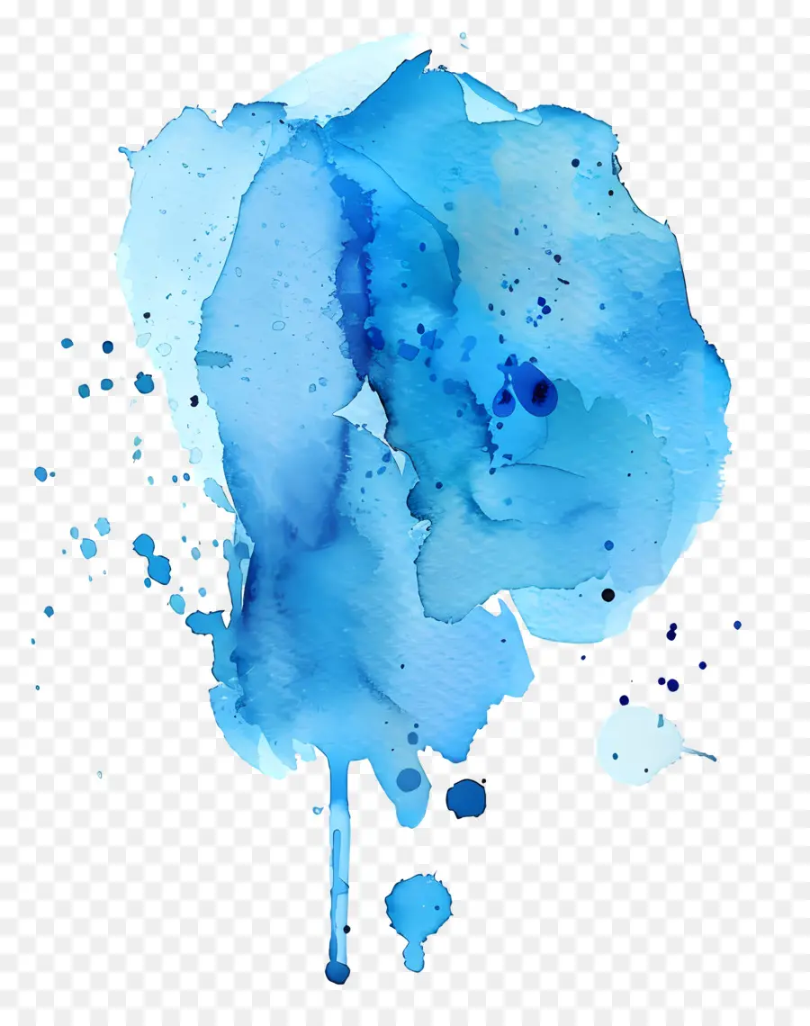 Синий акварельный пятно，акварельная живопись PNG