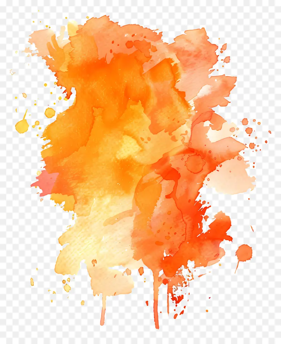 Оранжевое акварельное пятно，Абстрактное искусство PNG
