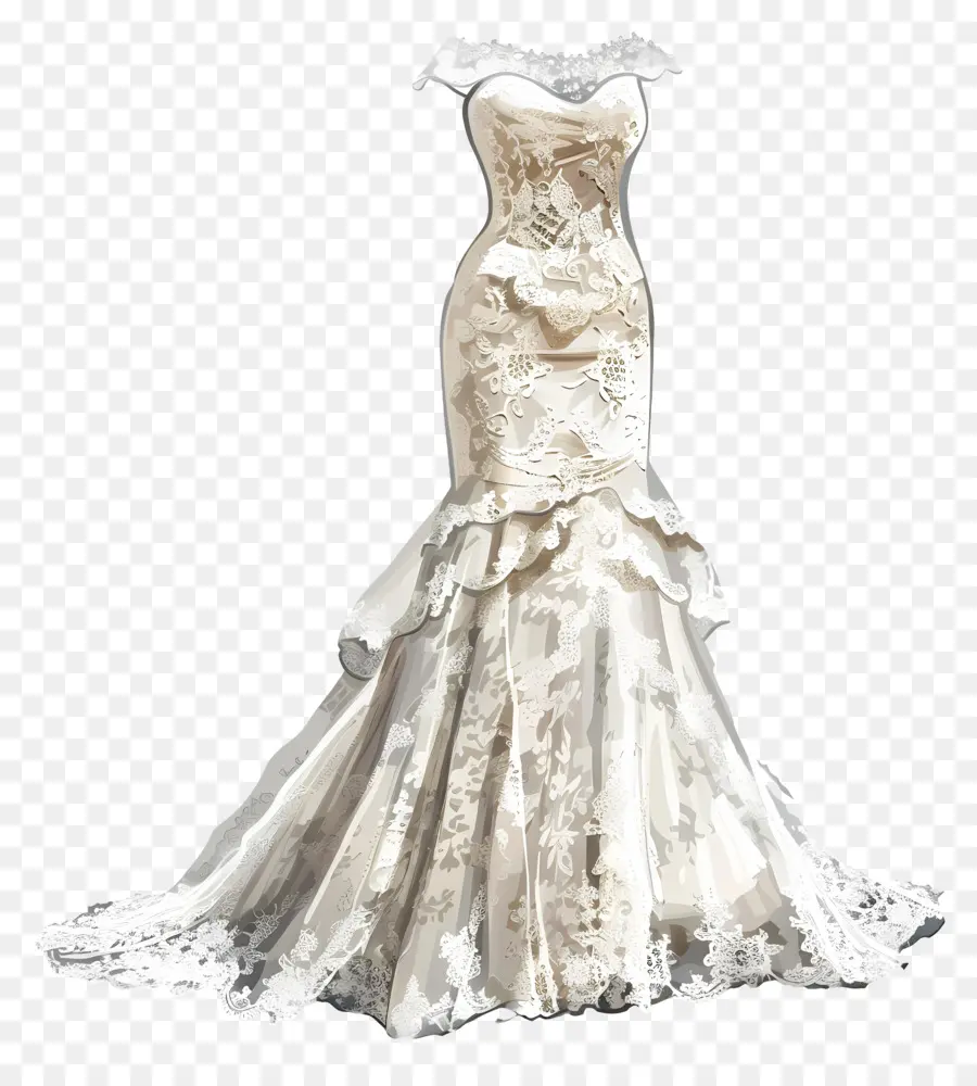 Кружевое свадебное платье，свадебное платье PNG