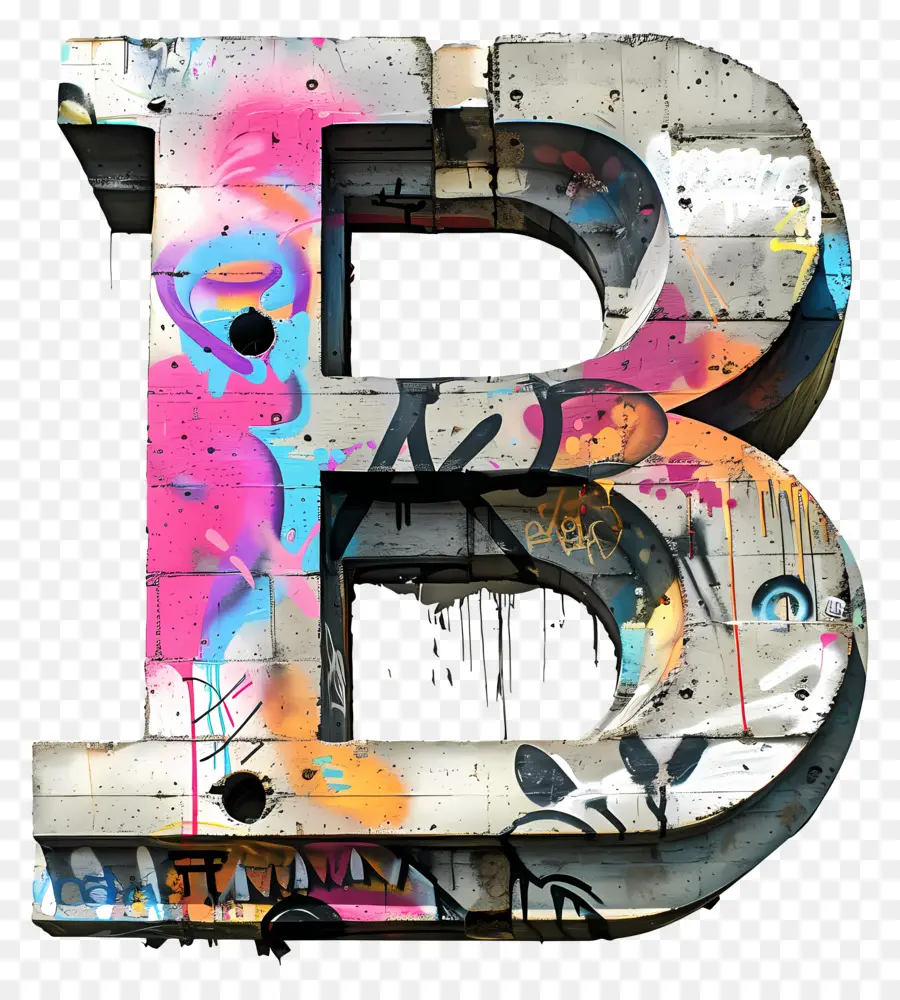 буква B，Граффити PNG