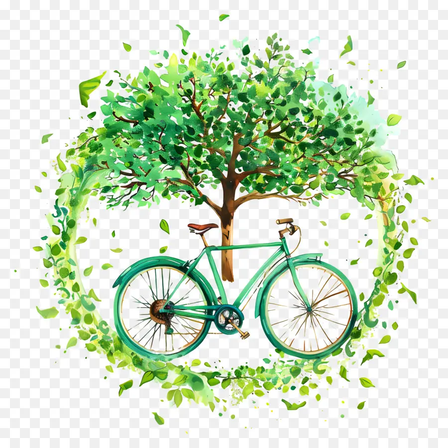 Всемирный день велосипеда，Зеленый велосипед PNG