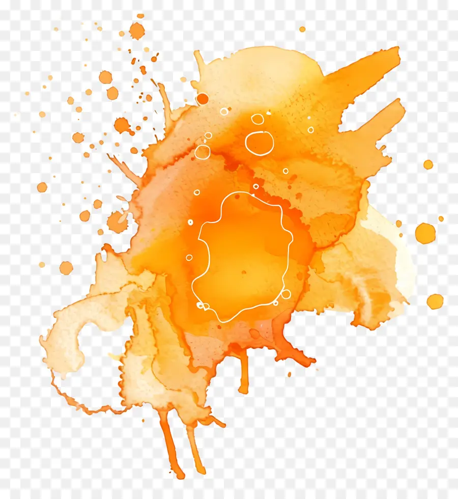 Оранжевое акварельное пятно，акварель PNG