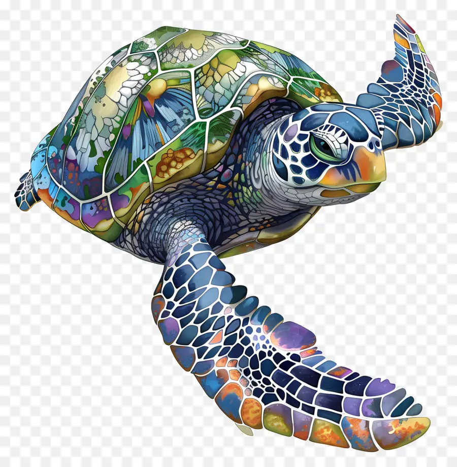 Морская черепаха，красочная черепаха PNG