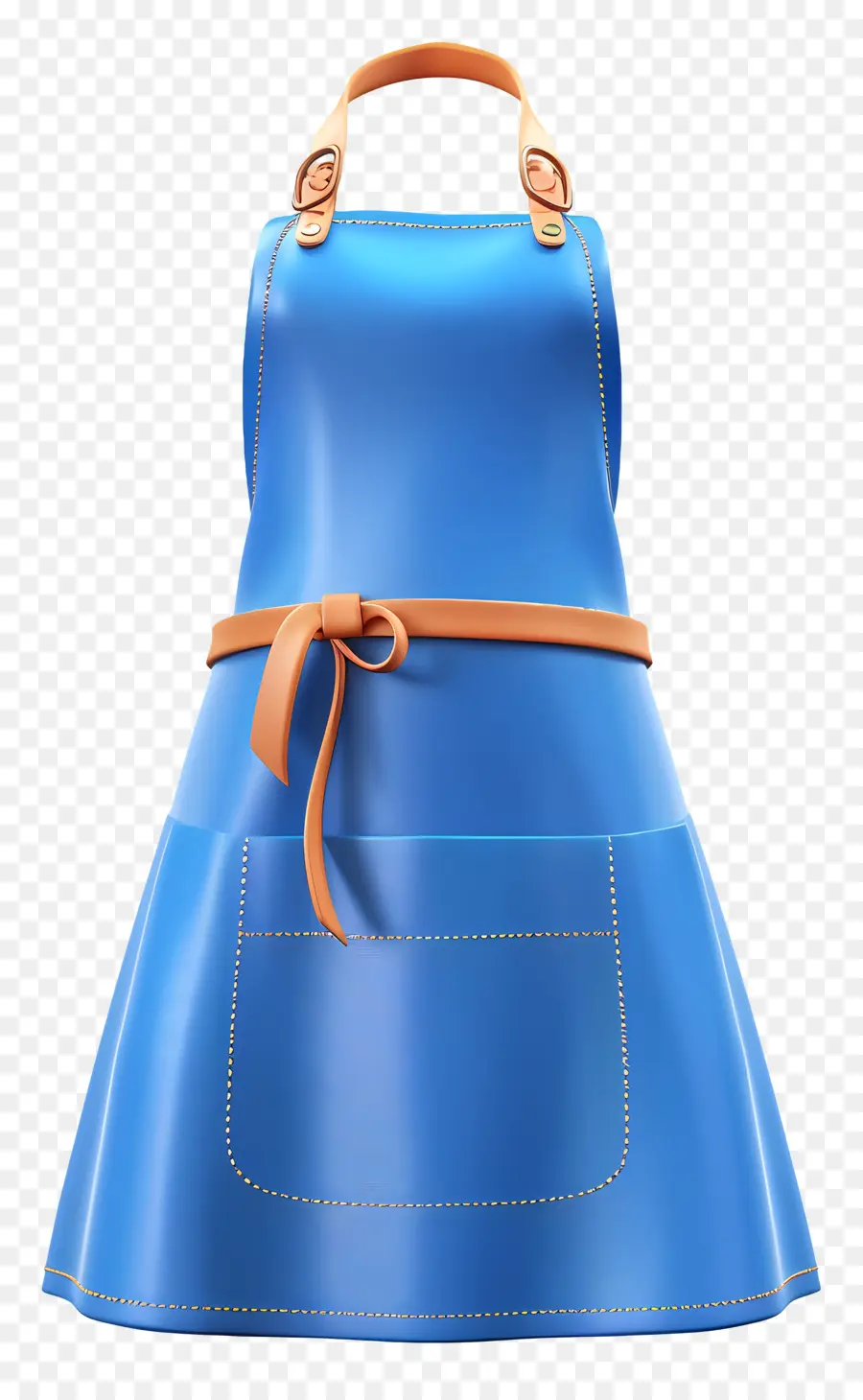 Синий Фартук，оранжевый кожаный ремень PNG
