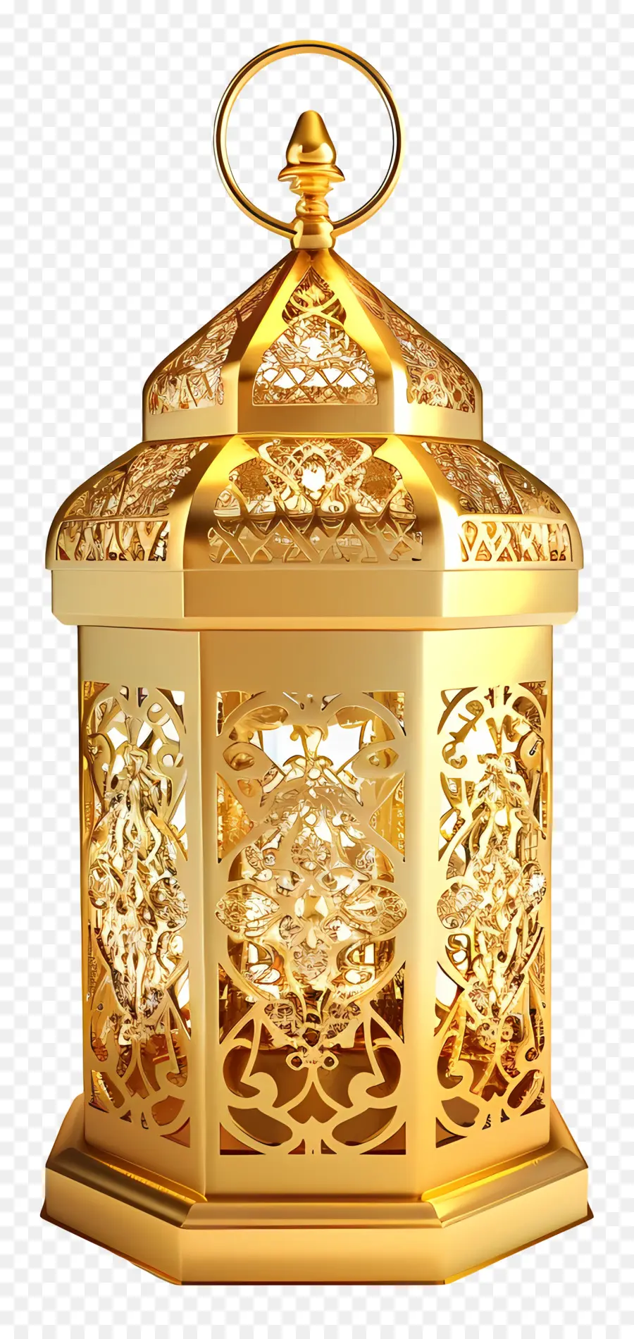 Рамадан Фонарь，Золотая свеча держатель PNG