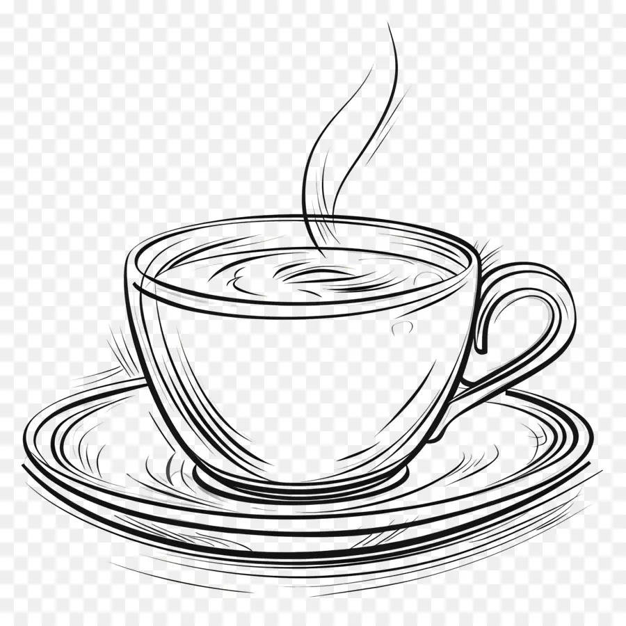 чашка кофе наброски，Черная кофейная чашка PNG