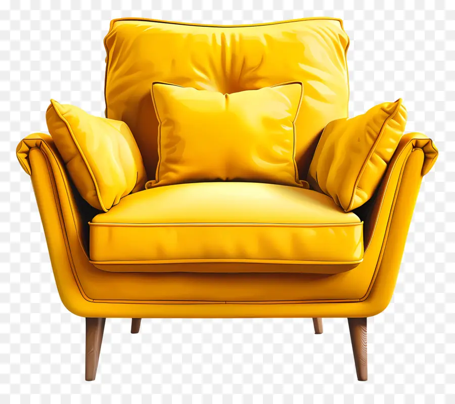 желтое кресло，Wooden Frame PNG