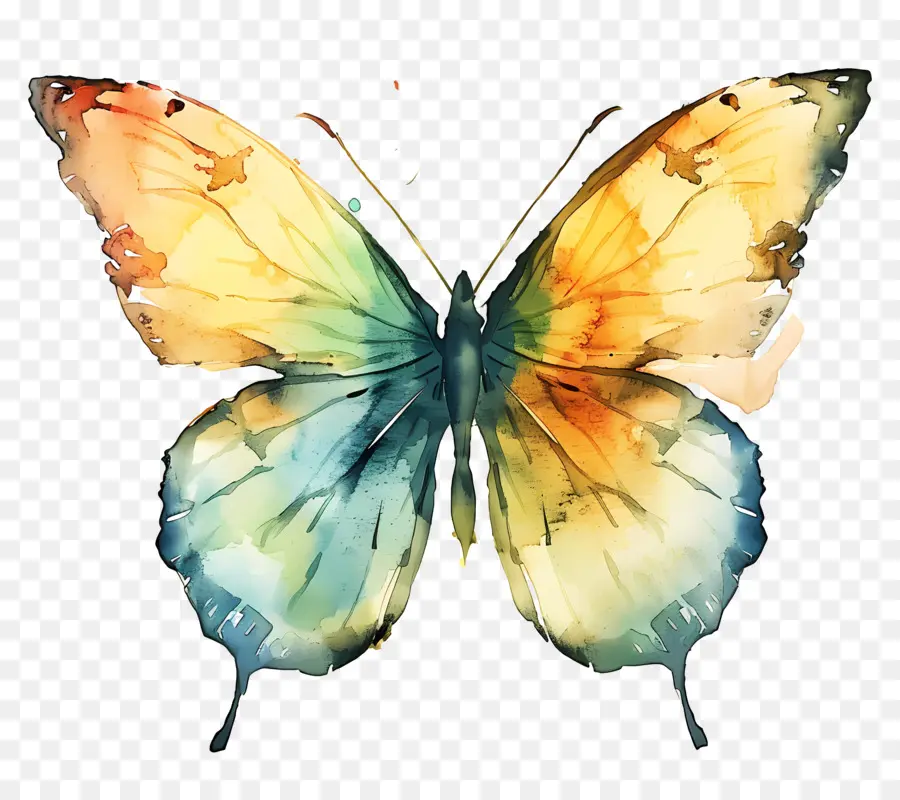 акварельные бабочки，акварельная живопись PNG
