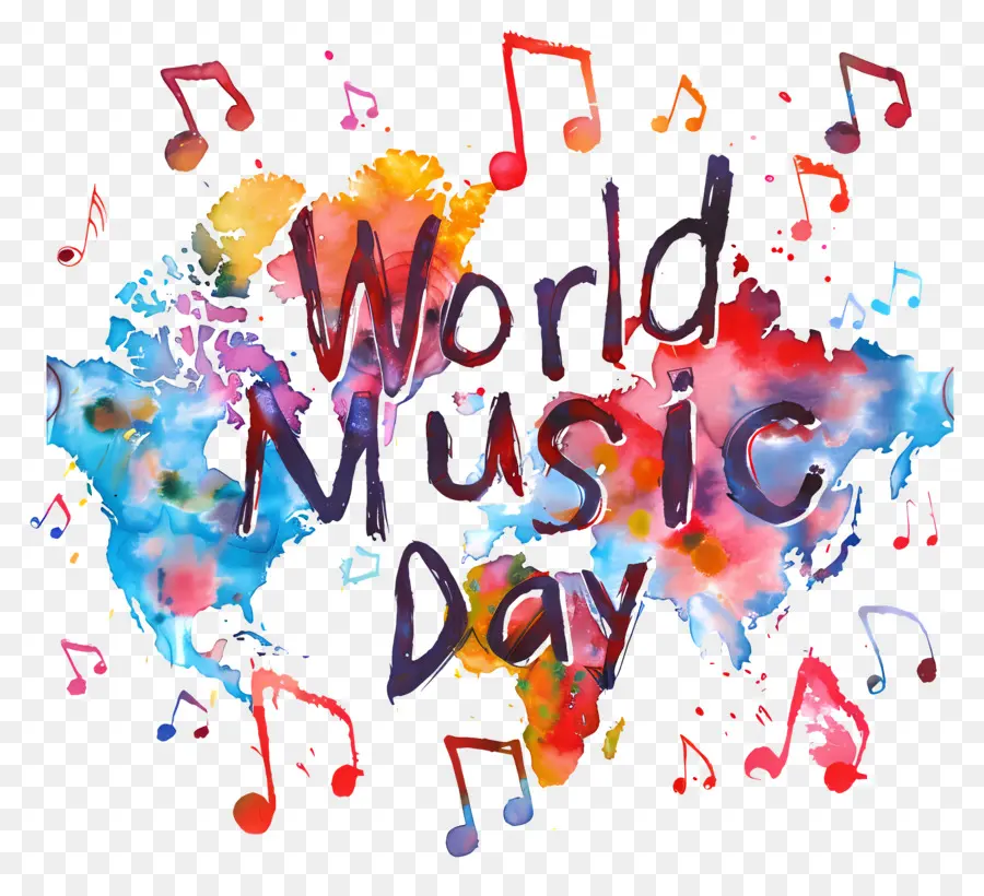 Всемирный день музыки，акварельные краски PNG