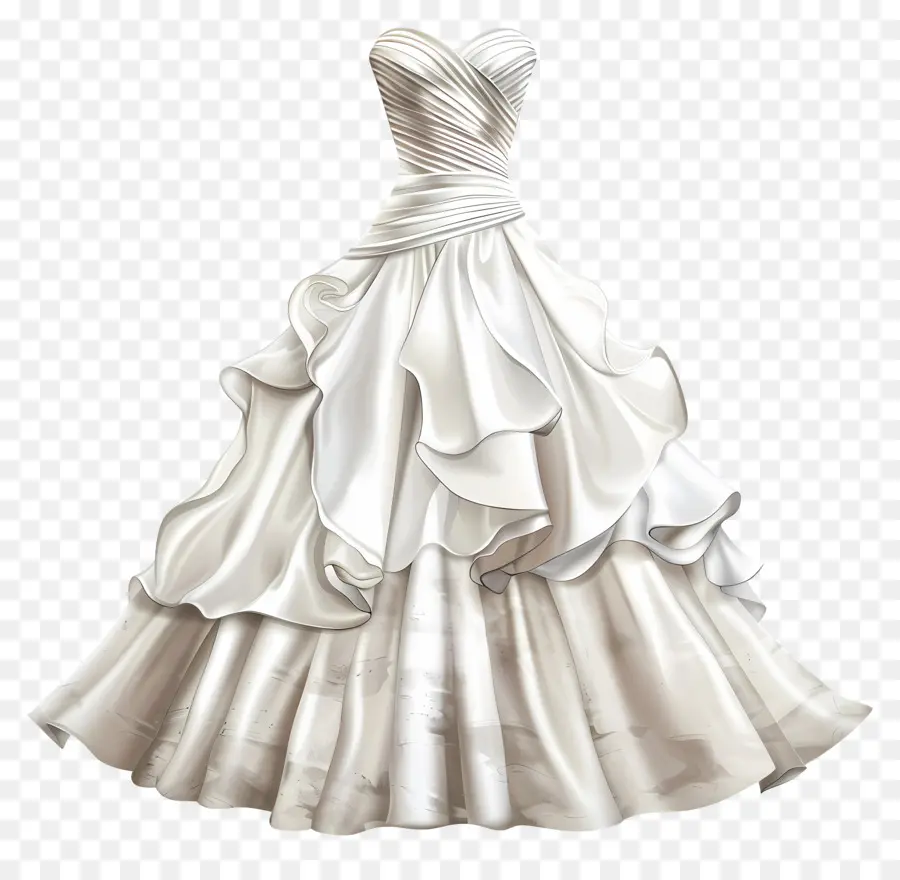 Свадебное платье без бретелек，белое свадебное платье PNG