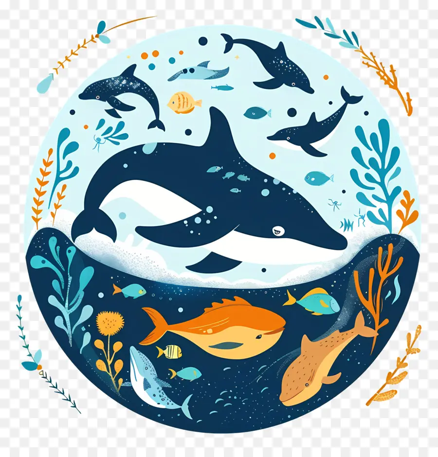 Всемирный день океанов，киты PNG