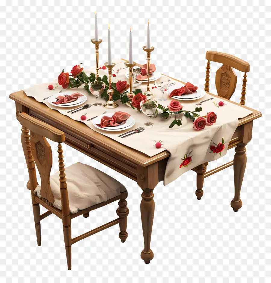 Романтический обеденный стол，обеденный стол PNG