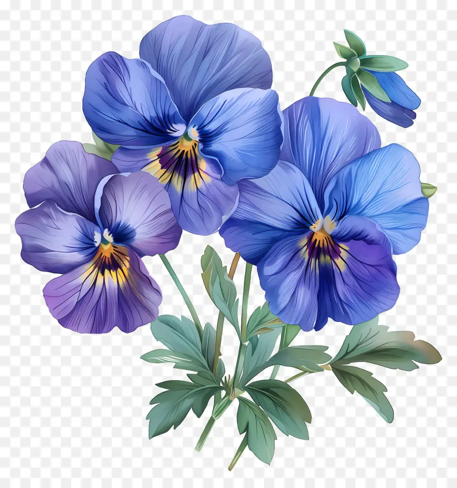 Пансийные цветы，Синие анютины PNG