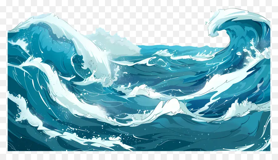 Волны Океана，турбулентная волна PNG