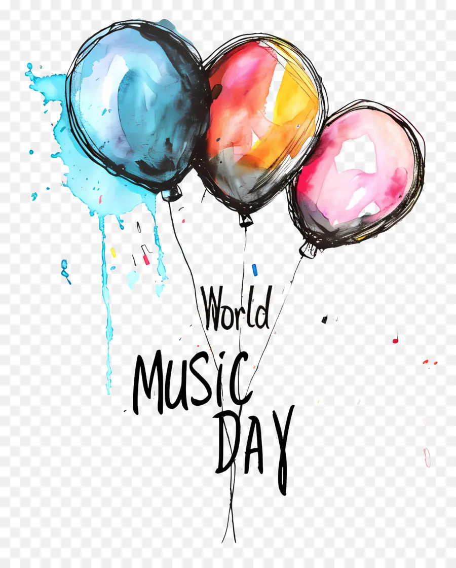 Всемирный день музыки，красочные воздушные шары PNG