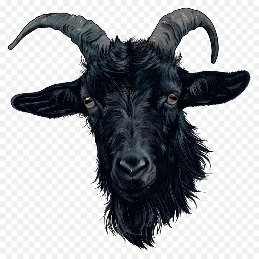 Черный коз，рогатая коза PNG