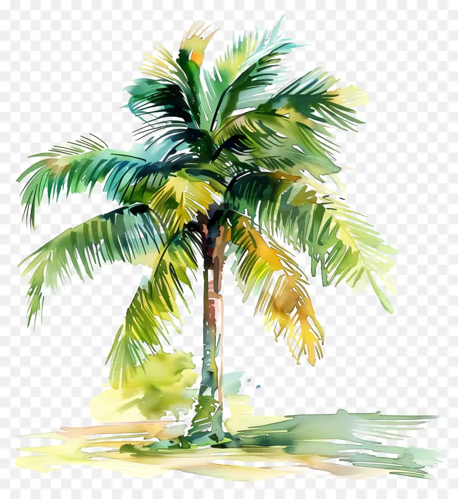 План акварельного дерева，Кокосовая пальма PNG