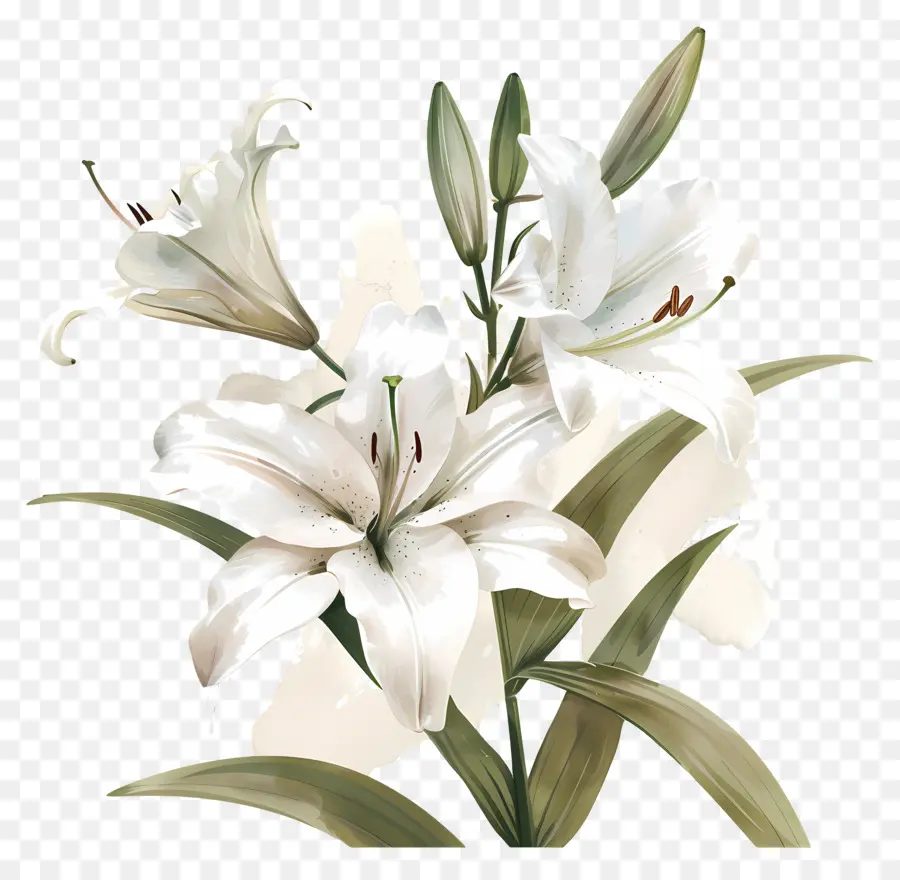Лилия белая，белые лилии PNG