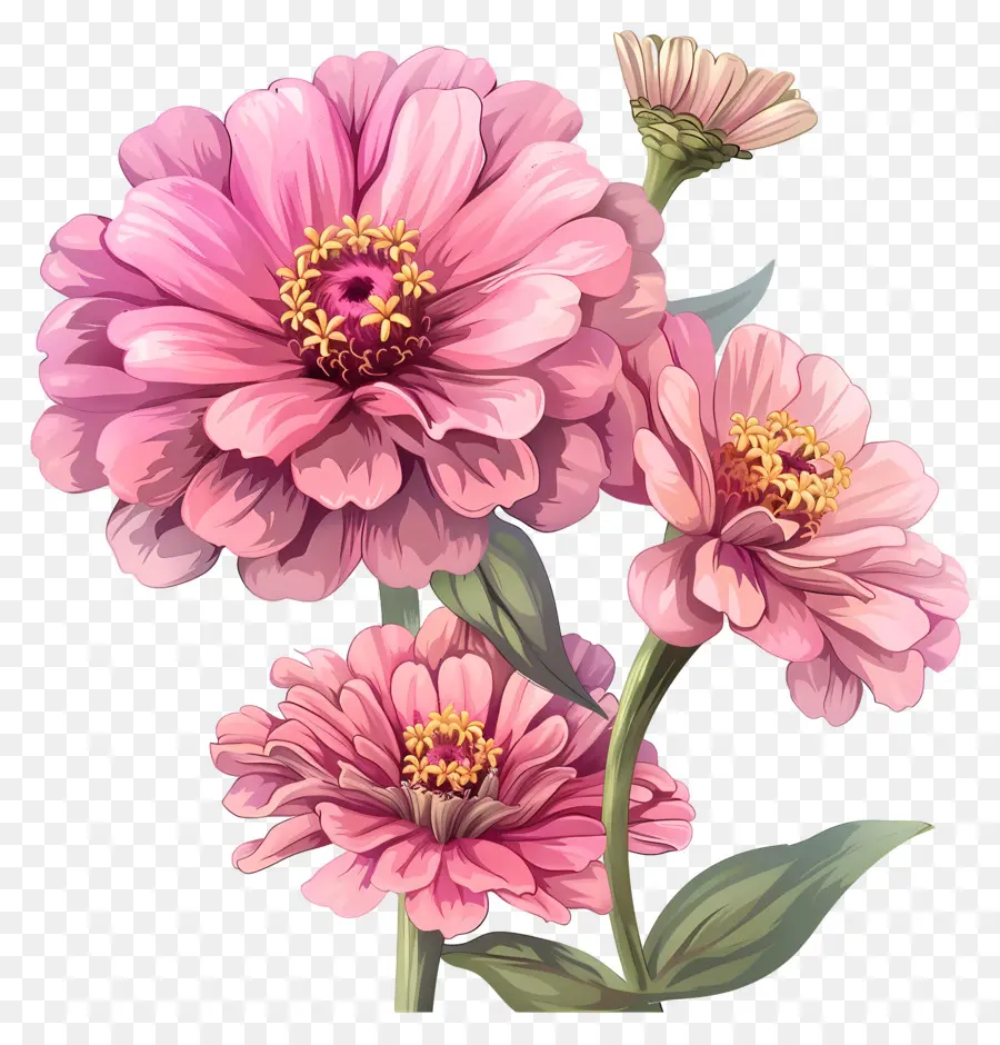 Розовый Зинния，Розовые цветы PNG