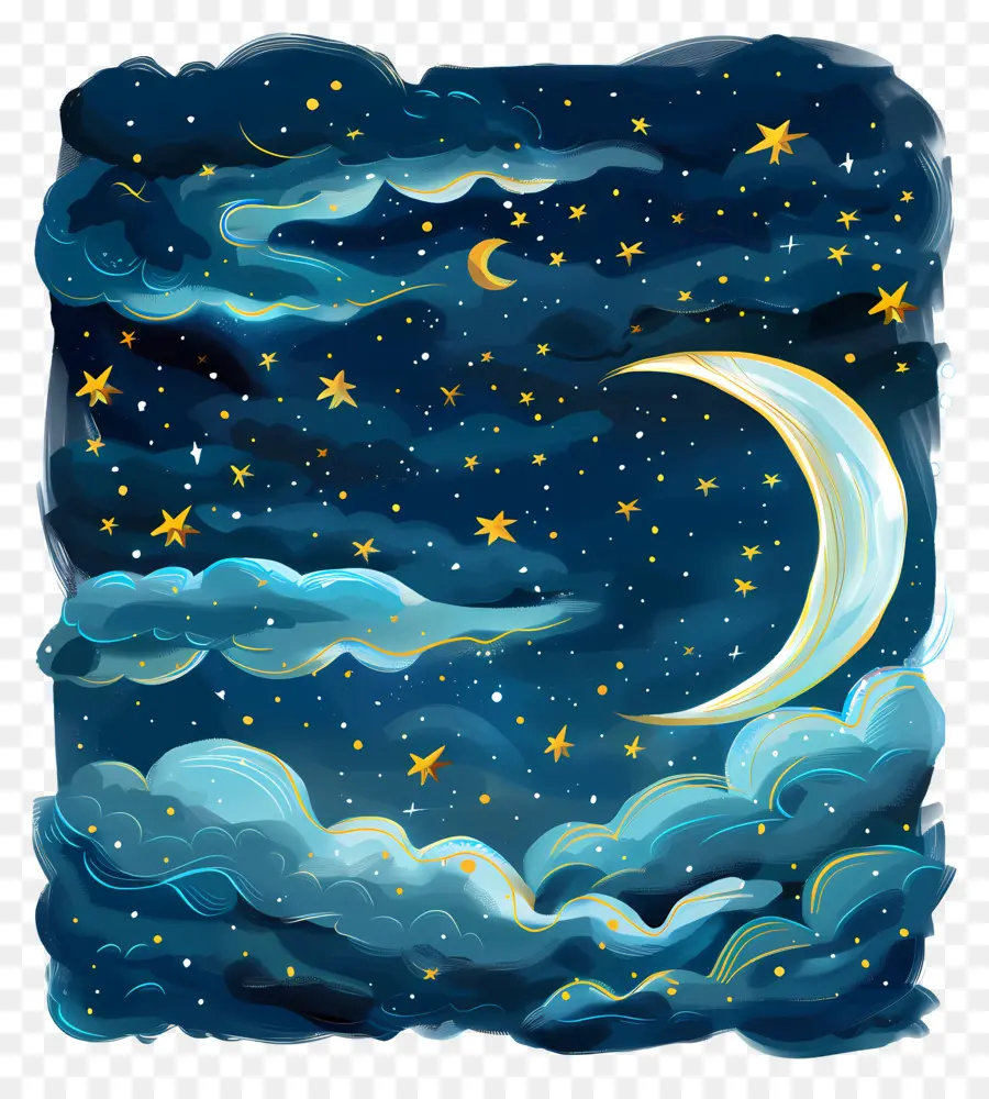 Ночное небо，Crescent Moon PNG