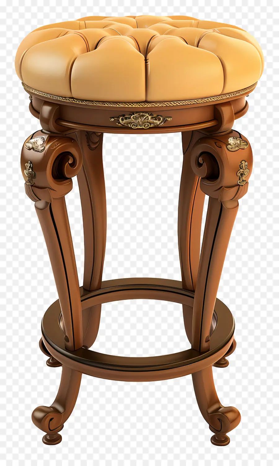 Табурет，богато украшенный деревянный стул PNG