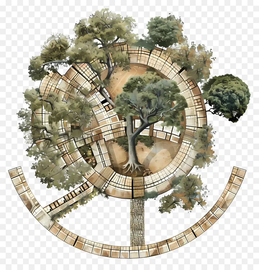 План дерева архитектуры，Круговой парк PNG