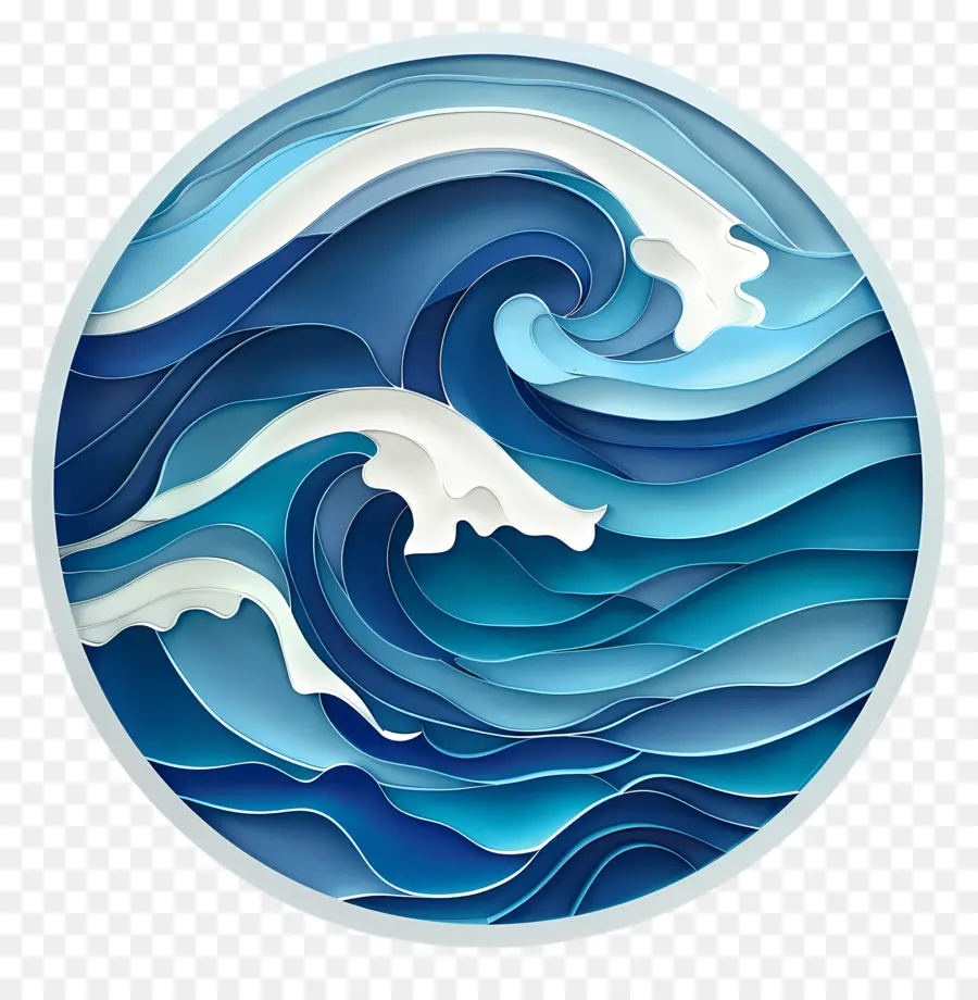 Волны Океана，голубая волна PNG