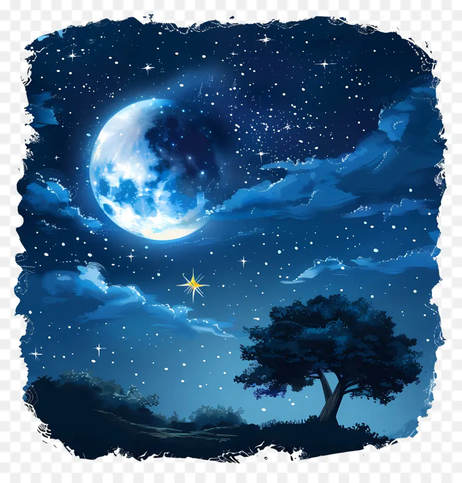 Ночное небо，луна PNG