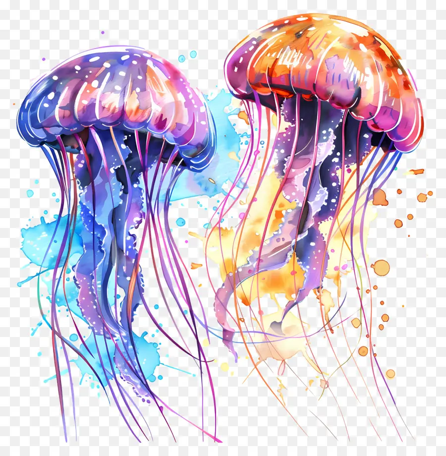 медузы，красочные PNG