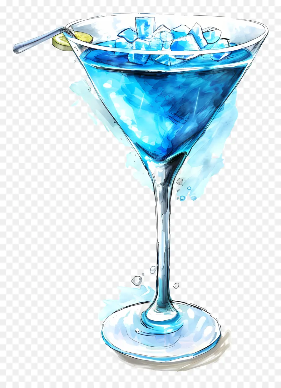 синий коктейль，синий мартини PNG