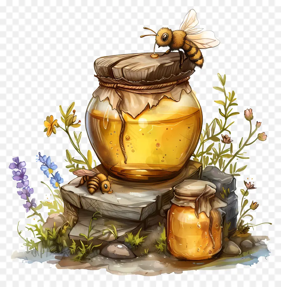 горшок меда，Пчелка PNG