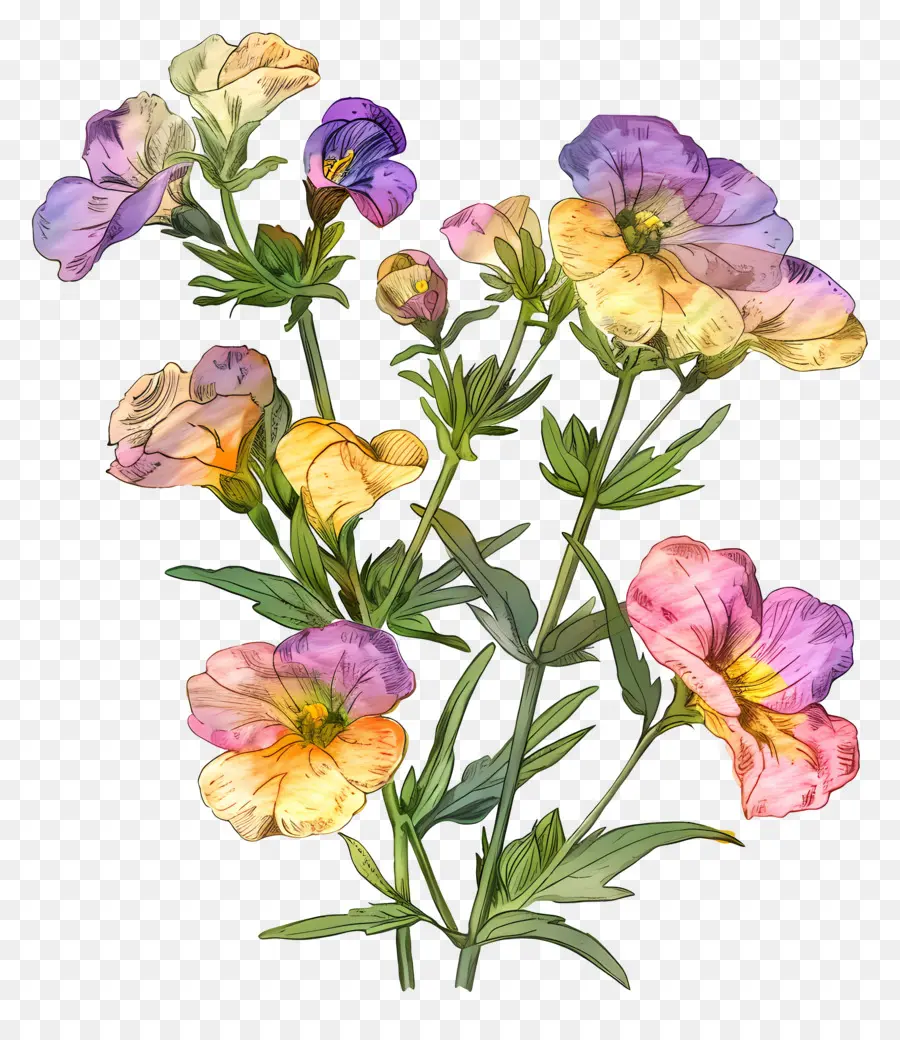 Цветок Немезии，Панси цветы PNG
