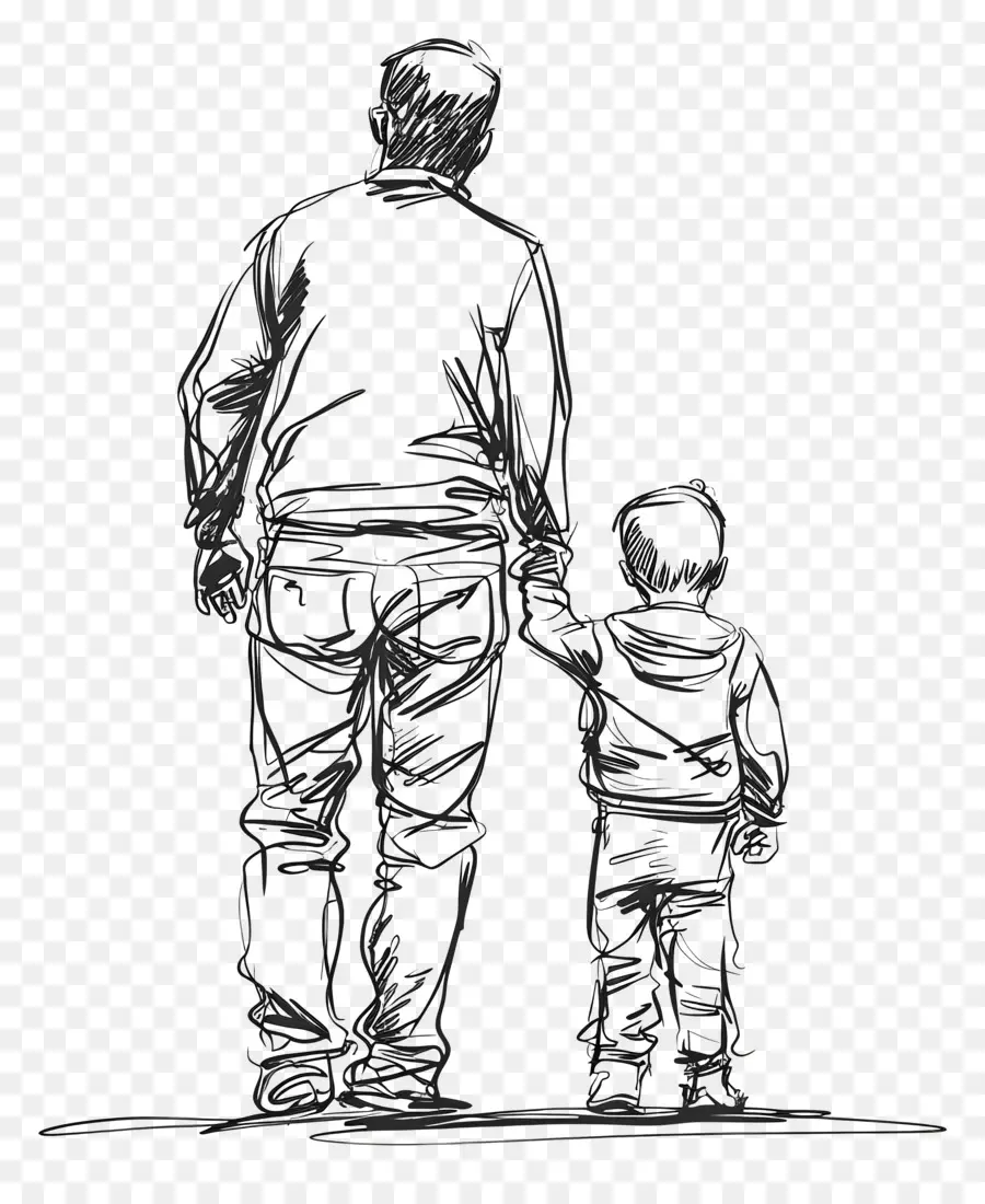 Отец и сын наброски，Рисунок PNG