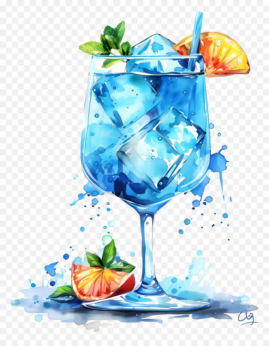 синий коктейль，голубая вода PNG