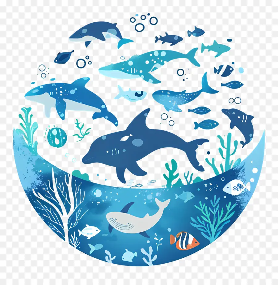 Всемирный день океанов，подводный мир PNG