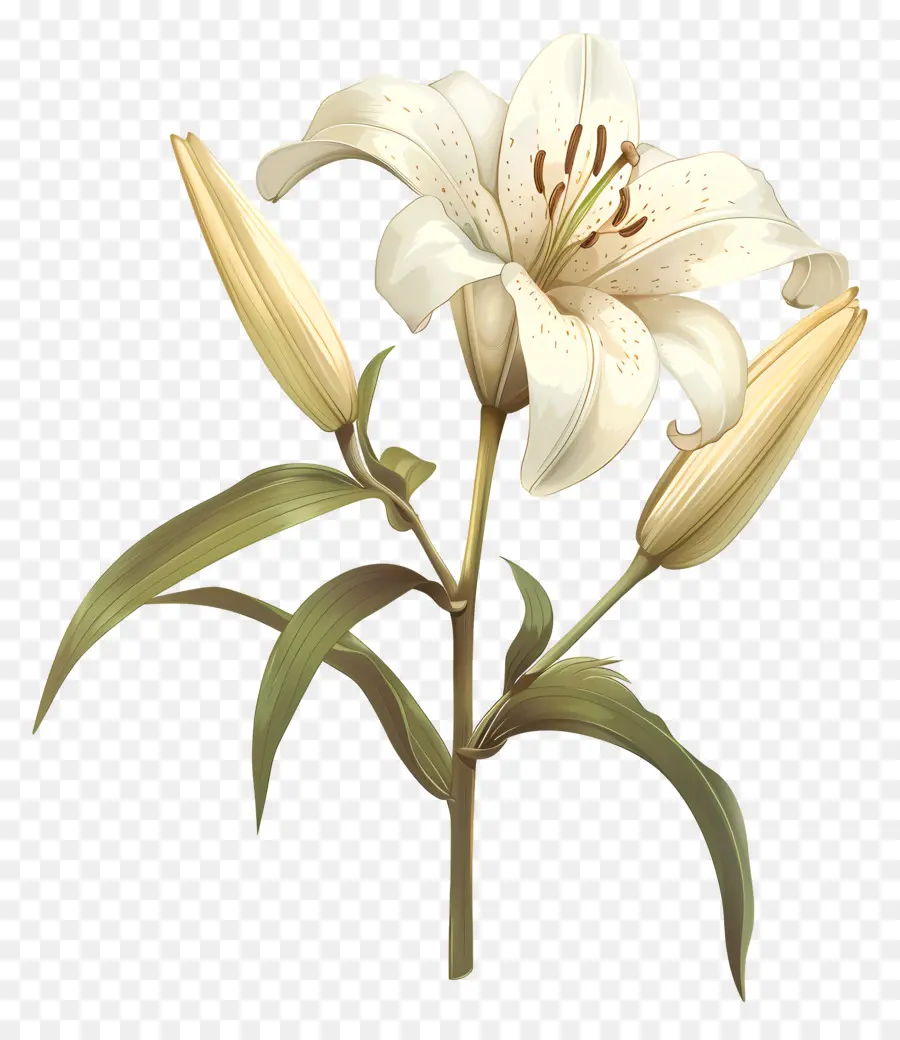 Лилия белая，цветок белая лилия PNG
