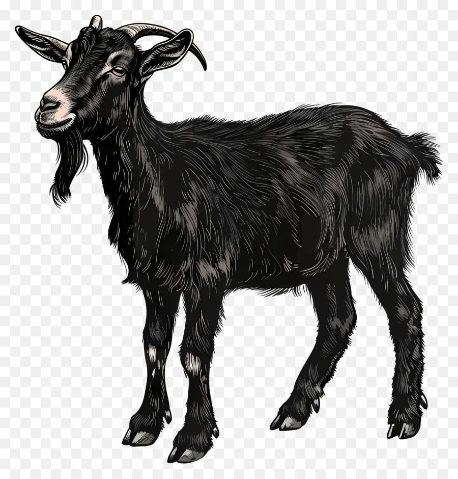 Черный коз，Стоя на задних ногах PNG
