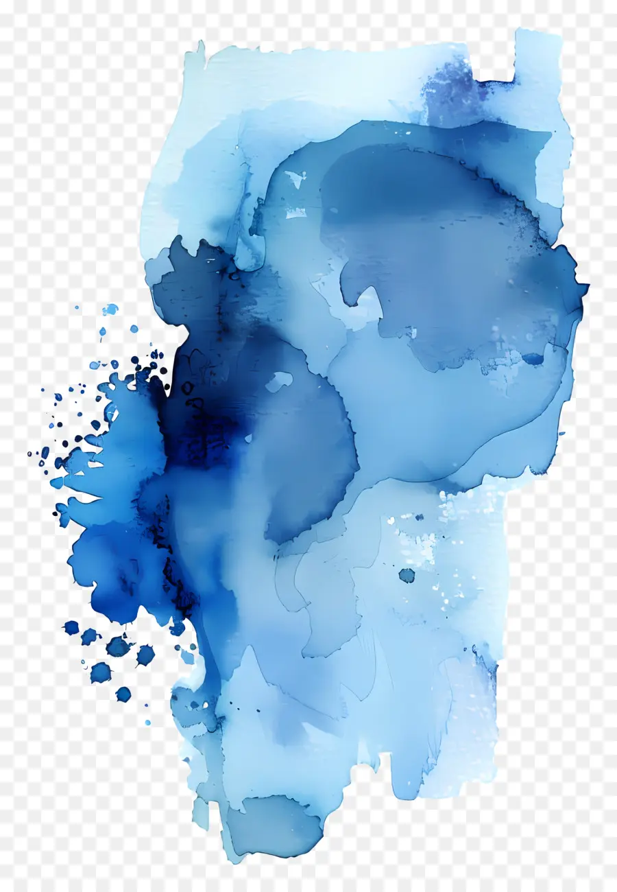 Синий акварельный пятно，Абстрактное искусство PNG