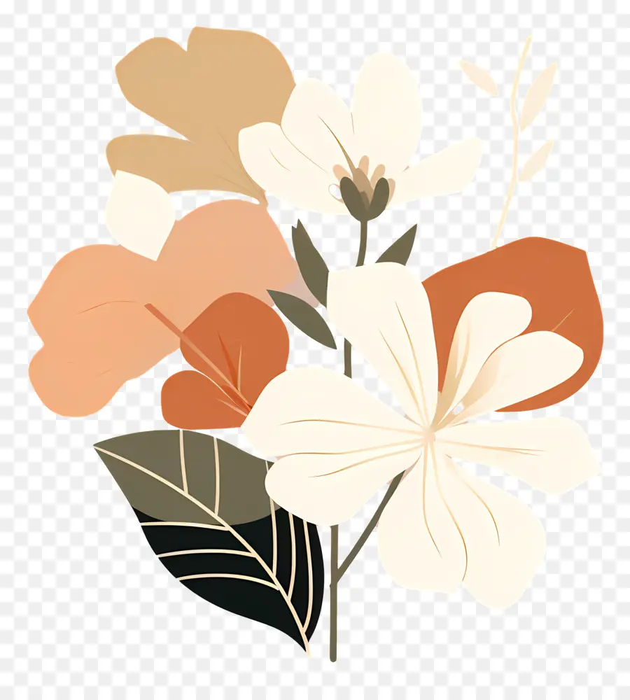 романтический цветок，коричневые цветы PNG
