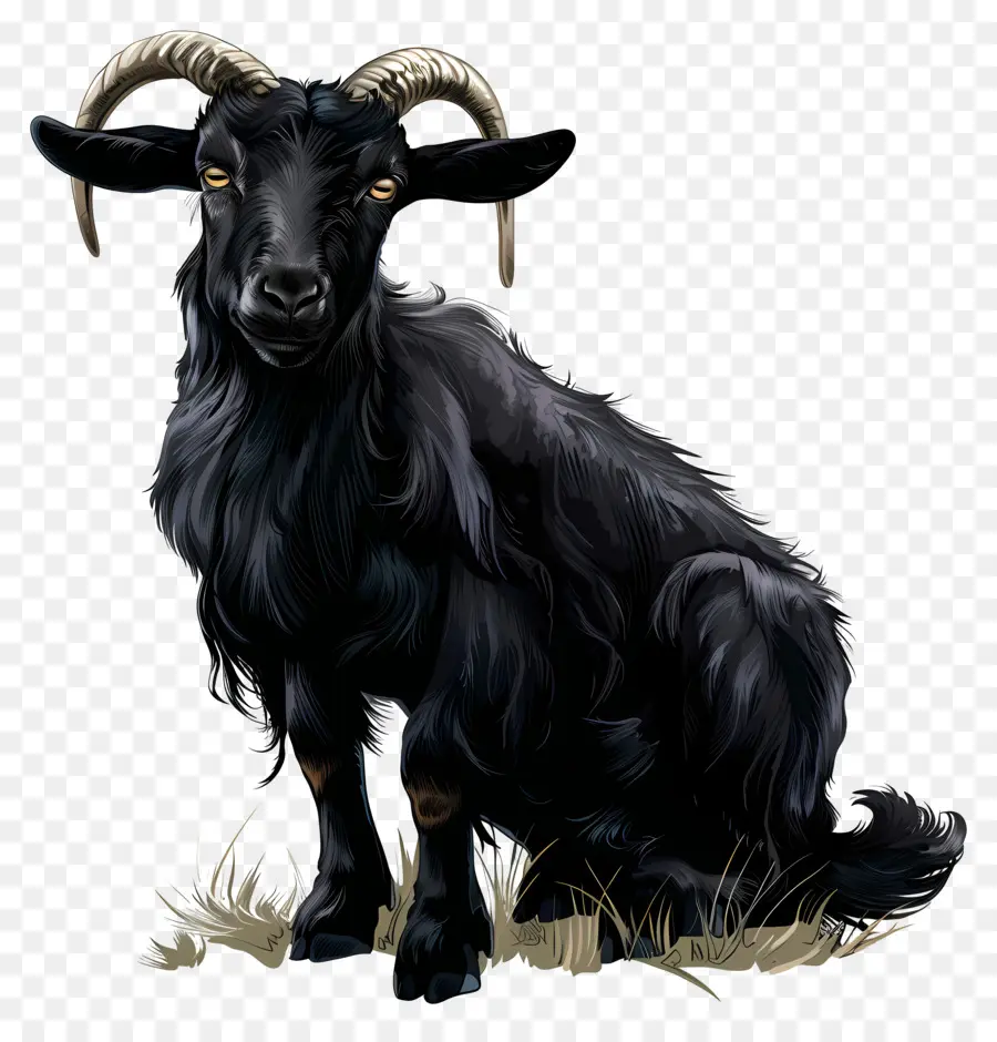 Черный коз，Большие рога PNG