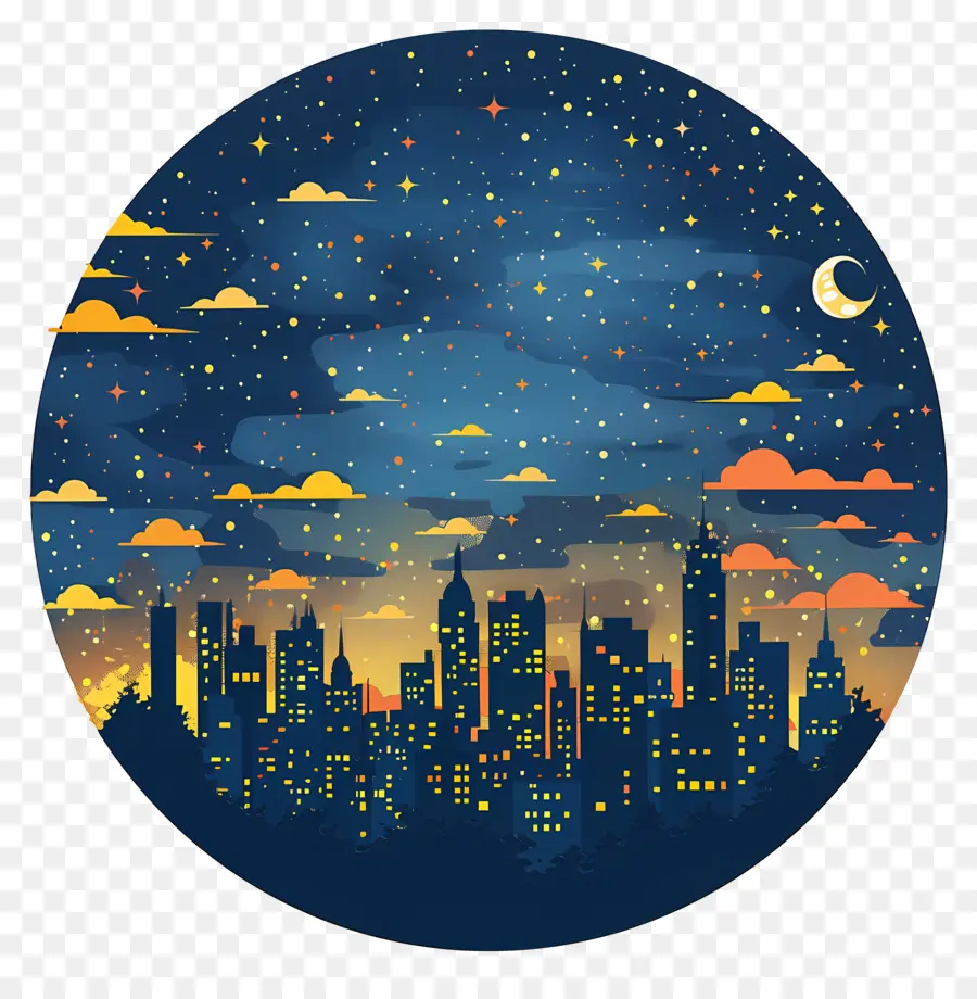 Ночное небо，городской пейзаж PNG