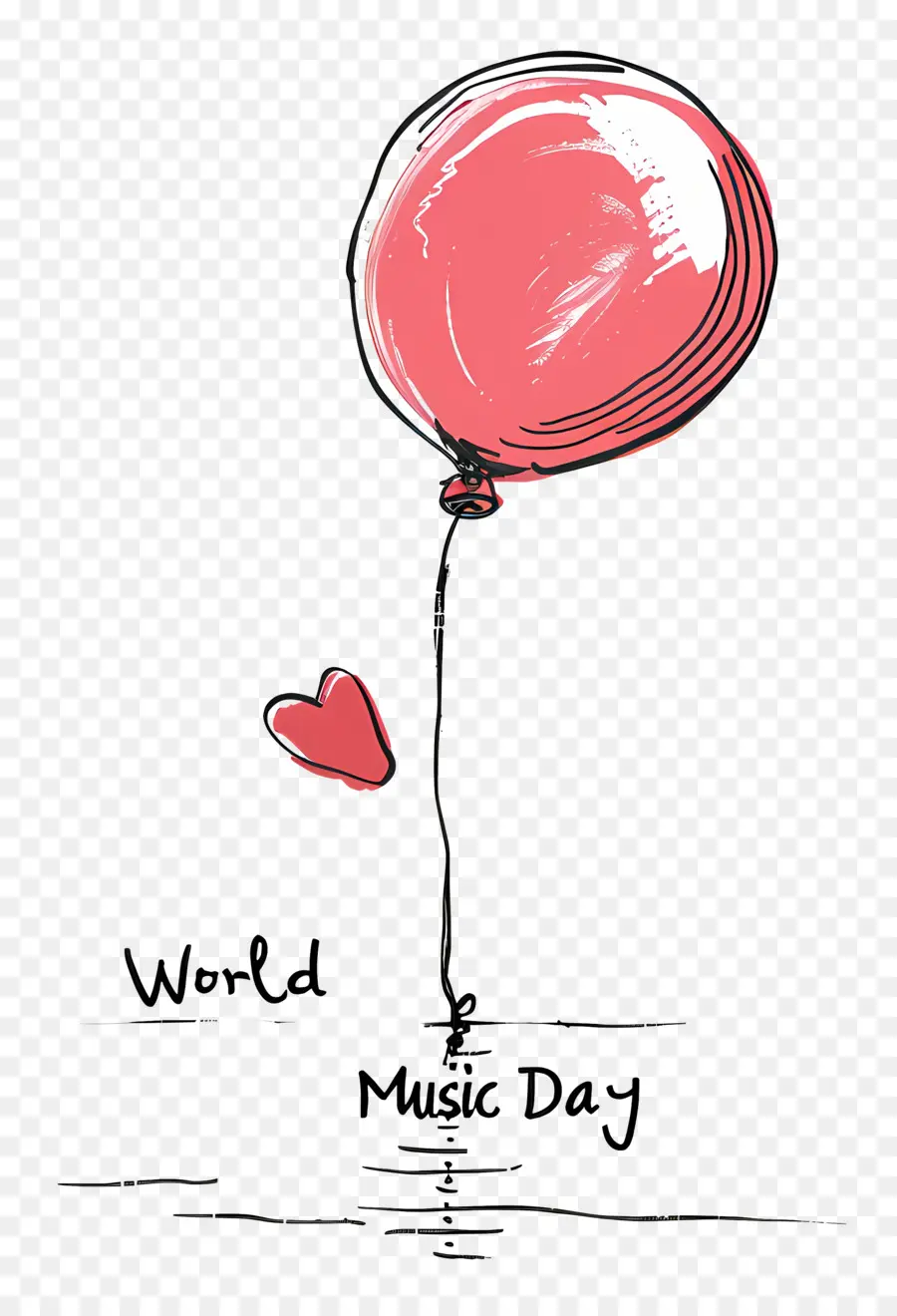 Всемирный день музыки，сердце воздушный шар PNG