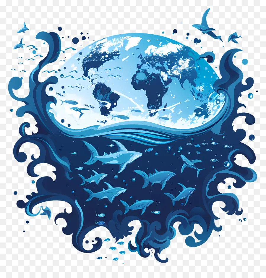 Всемирный день океанов，Глобус PNG