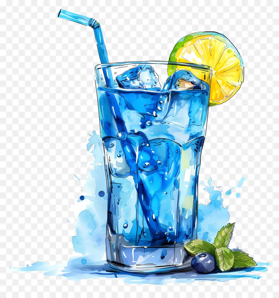 синий коктейль，голубая вода PNG