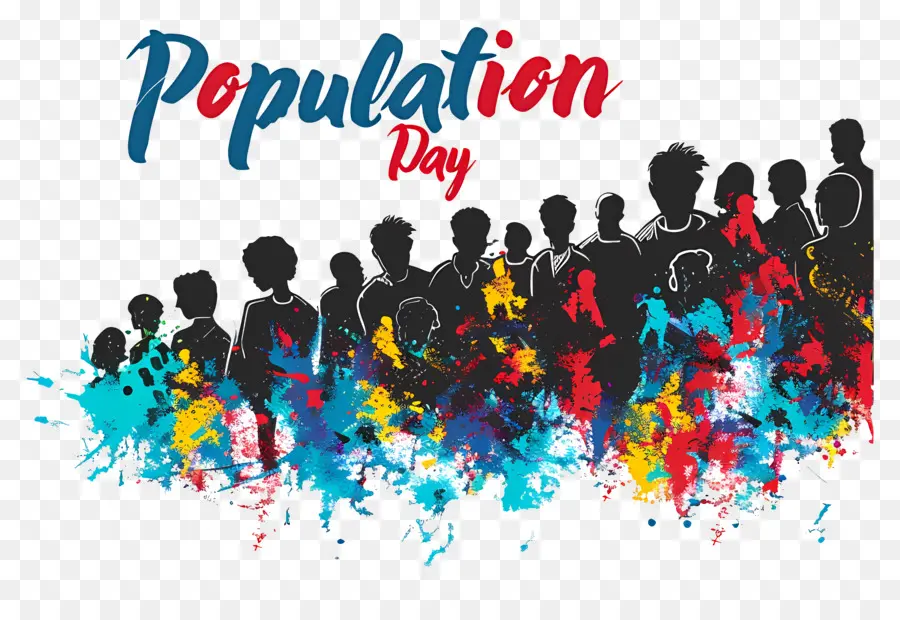 Всемирный день народонаселения，красочные брызги PNG