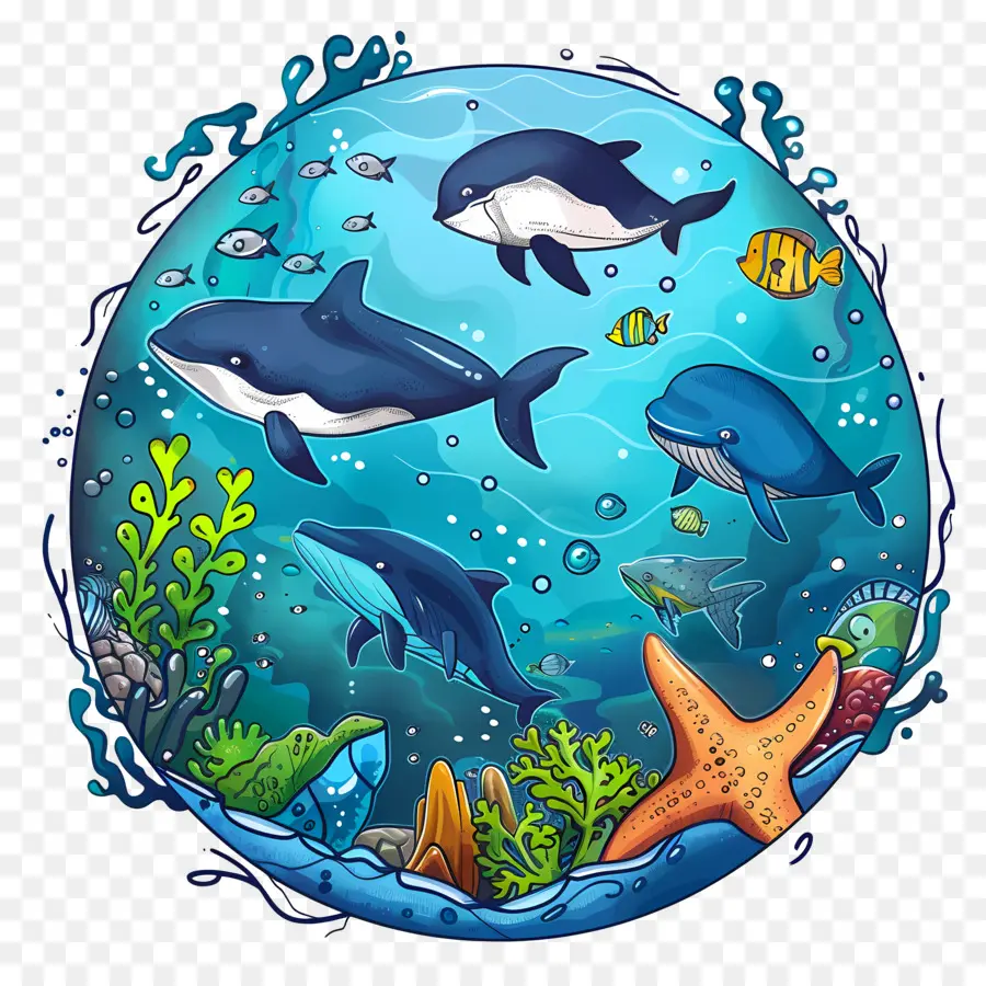 Всемирный день океанов，морские животные PNG