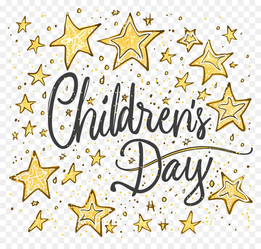 Childrens Day，золотые звезды PNG